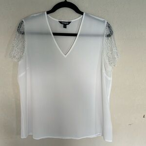 White blouse with lace sleeves